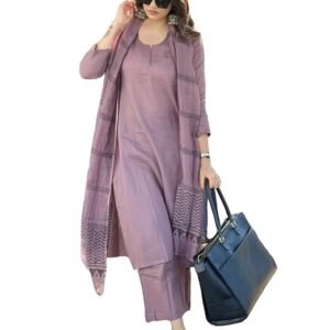 ANNI Designer Women's Rayon Blend Solid Straight Kurta with Pant & Dupatta