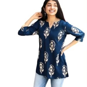 Women's Short Kurti in TopsTunic Rayon Cotton Blend | Ladies Ethnic Tunic